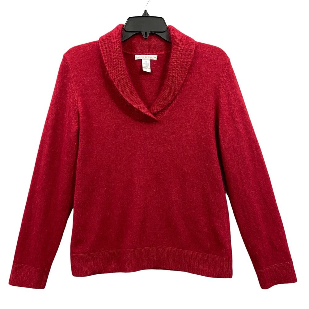 Sarah Spencer Red Lambs Wool / Rabbit Hair Blend Long Sleeves Sweater Medium